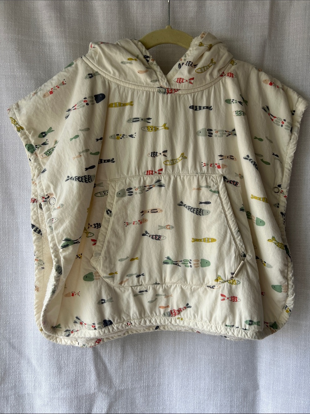 Pehr Toddler Hooded Fish-Print Terry Swim Poncho - Cream